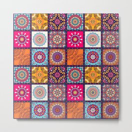 Azulejo mandala floral #5 Metal Print | Iznik, Serbian, Floral, Greek, Luxuryornamental, Pakistan, Ornament, Oriental, Mosaic, Tribal 