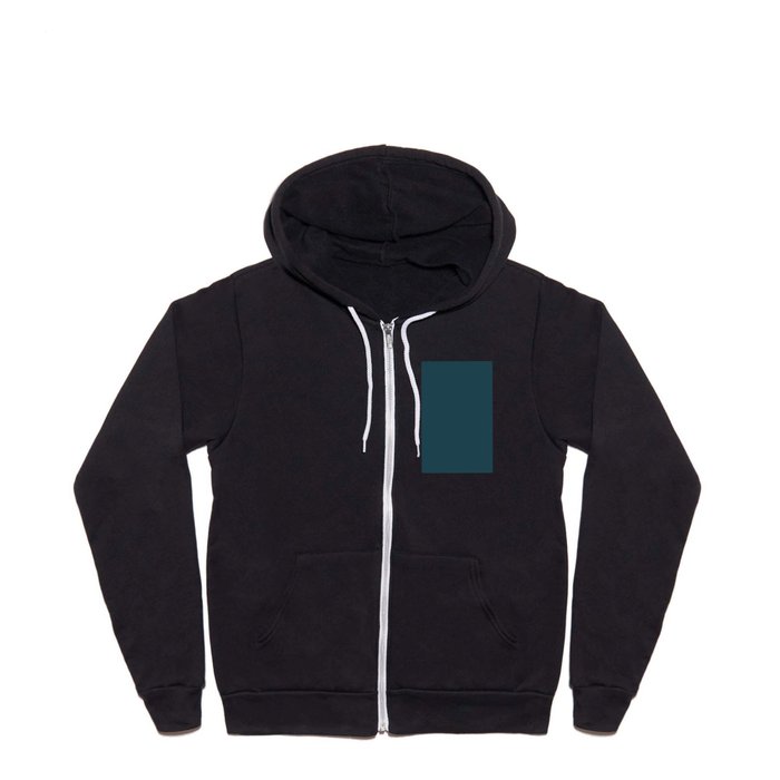 Fanciful Dark Turquoise Blue Green Solid Color Pairs To Sherwin Williams Moscow Midnight SW 9142 Full Zip Hoodie