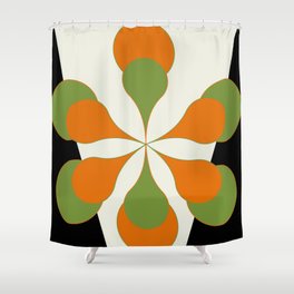 Mid-Century Modern Art 1.4 - Green & Orange Flower Shower Curtain