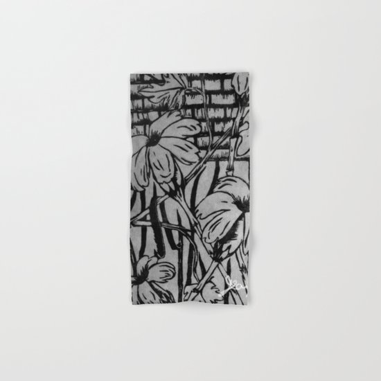 Black and White Palm Flowers by my Mom Hand & Bath Towel