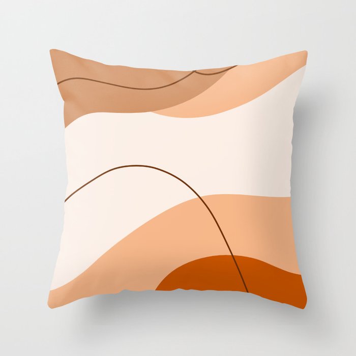 Abstract Organic Shapes in Burnt Orange and Cream IV Throw Pillow