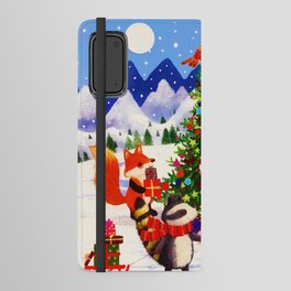 Festive Christmas Mountain Woodland Animal Family Android Wallet Case