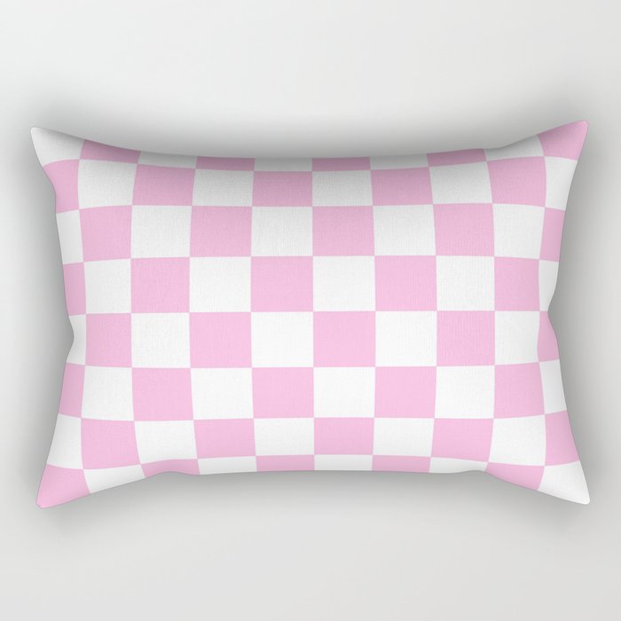 Checkered (Pink & White Pattern) Rectangular Pillow