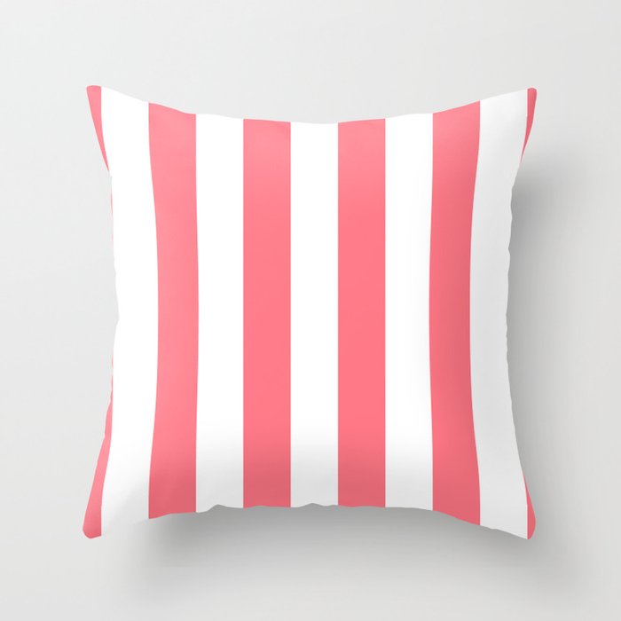 Strawberry Pink Sorbet Ice Cream Cabana Stripes Throw Pillow