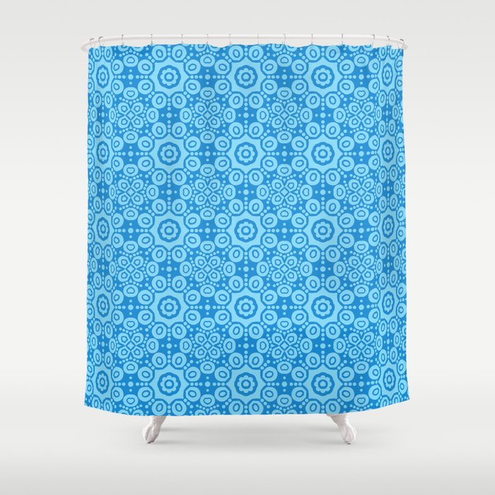 Modern Caribbean Blue Boho Lace Mandala Print Shower Curtain