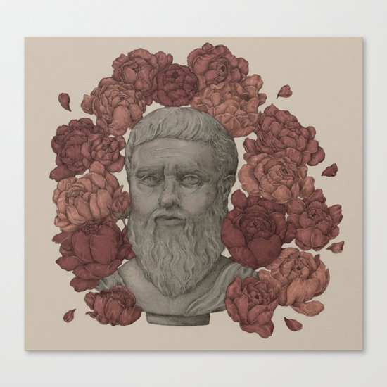 Plato in the Peonies Canvas Print