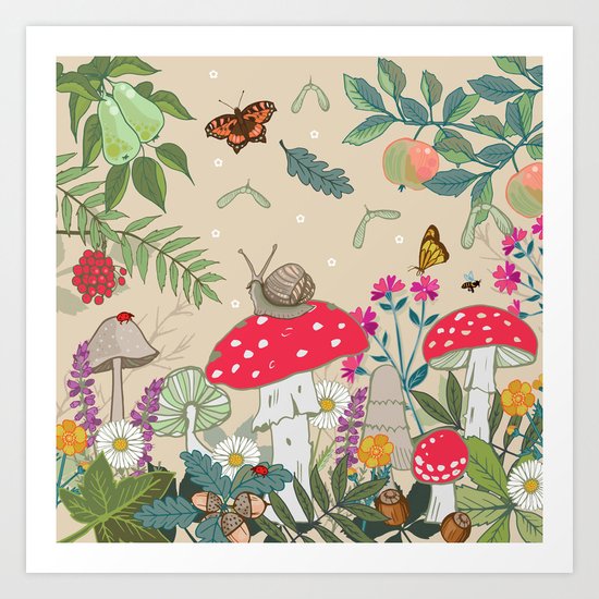 Toadstools in the Woods Art Print