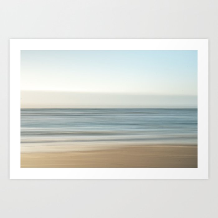 Blue sunset in the mediterranean art print - beach long exposure - nature and travel photography Art Print