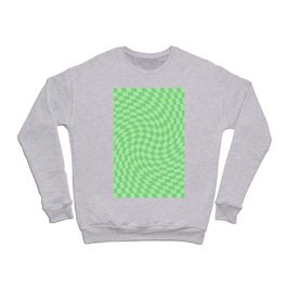 Retro Sage Green Twisted Checker Swirl Crewneck Sweatshirt