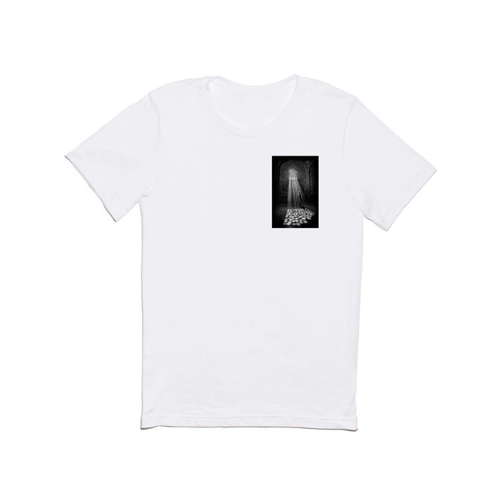 Rays of Sun through medieval blind window tracery black and white photograph / art photography T Shirt