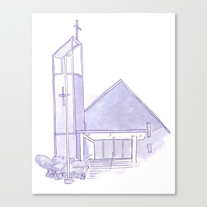 Watercolor Church Canvas Print