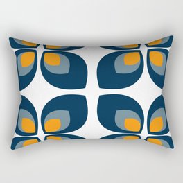 Minimal Art Mid Century Modern Leaf Flower Pattern Blue and Orange Rectangular Pillow