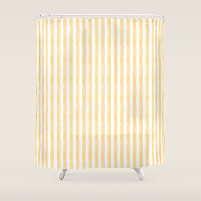 Streaky Hand Brushed Buttercup Yellow Vertical Stripes Shower