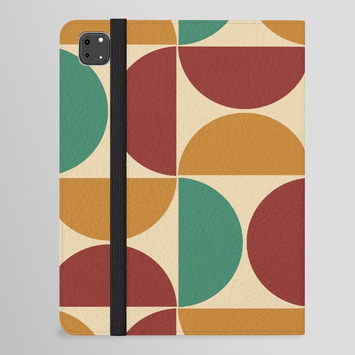 Mid century geometric pattern on cream background 2 iPad Folio Case