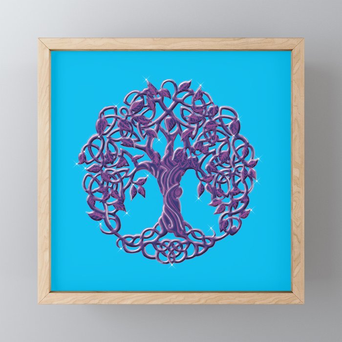 Tree of life Aqua Purple Framed Mini Art Print