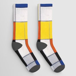 Piet Mondrian (Dutch, 1872-1944) - Great Composition B with Black, Red, Gray, Yellow and Blue - Date: 1920 - Style: De Stijl (Neoplasticism), Abstract, Geometric Abstraction - Oil on canvas - Digitally Enhanced Version (2000 dpi) - Socks