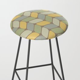 Vintage Diagonal Rectangles Green Yellow White Bar Stool