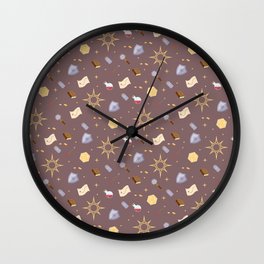 Cleric Pattern Wall Clock | Potion, Dungeonsanddragons, Map, Coins, Mace, Sun, Shield, Dice, Pattern, Dnd 
