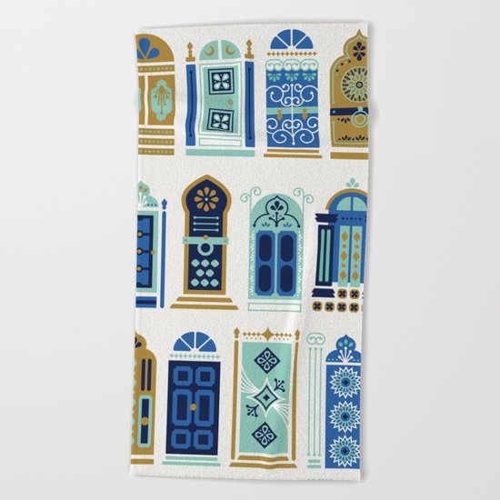 Moroccan Doors – Blue & Gold Palette Beach Towel
