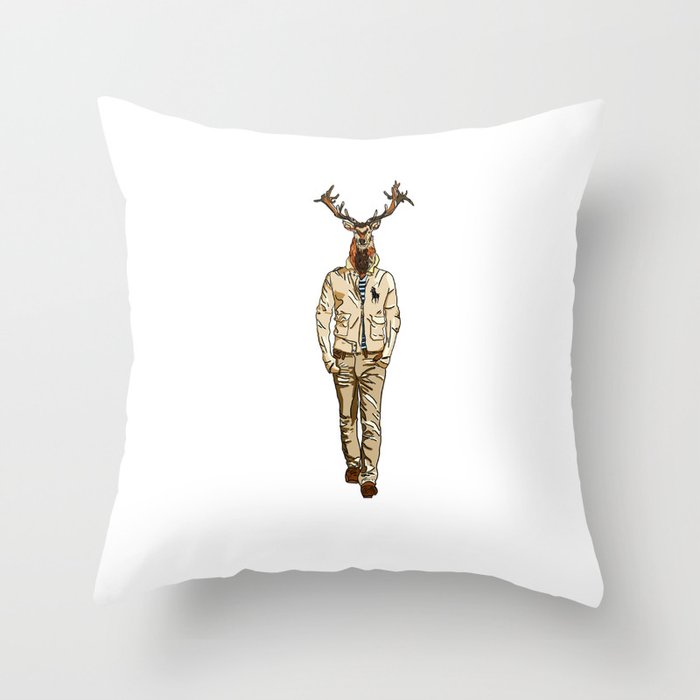 Stag with Swag Throw Pillow