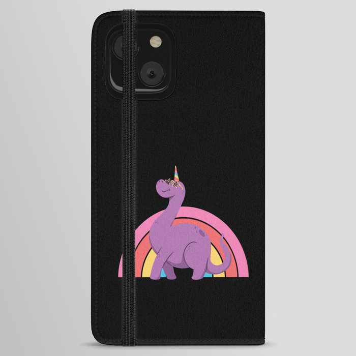 Brontosaurus Unicorn Rainbow iPhone Wallet Case
