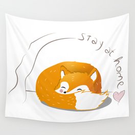 stay at home fox Wall Tapestry