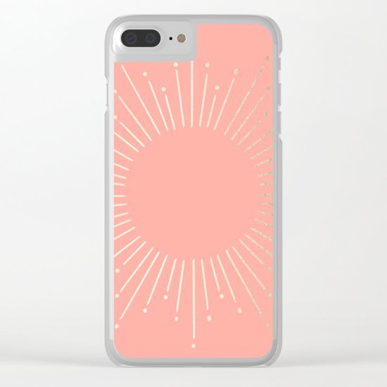 Simply Sunburst in White Gold Sands on Salmon Pink Clear iPhone Case