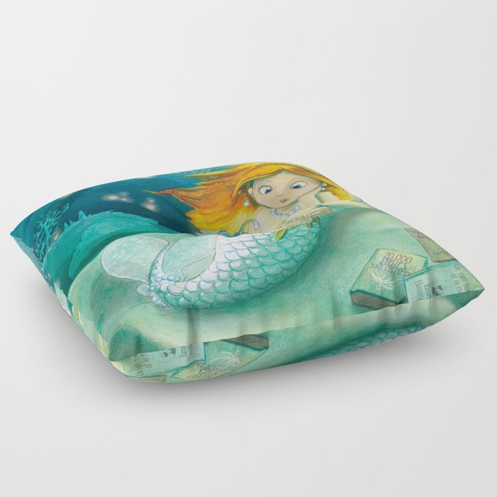 How mermaids get new books Floor Pillow
