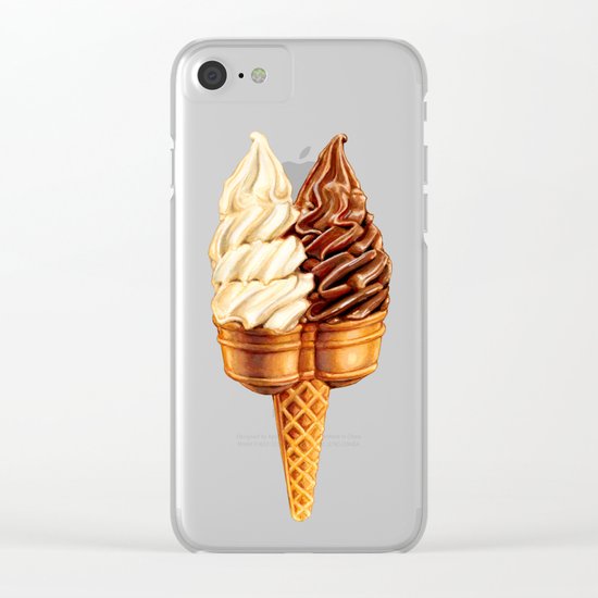 Ice Cream Pattern - Teal Clear iPhone Case