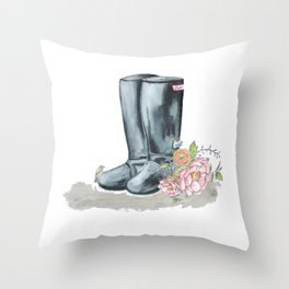 Spring Rain Boots Throw Pillow