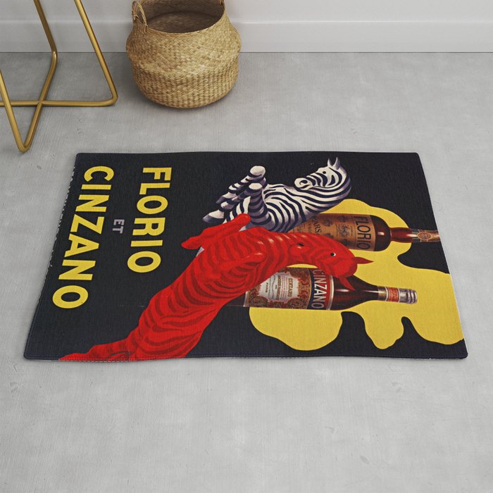 Florio CINZANO Vintage Ad 1930 Drink Poster Rug