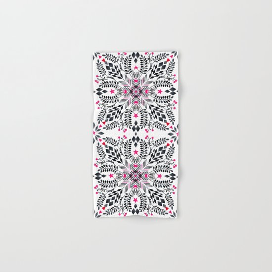 Winter Graphic Folk Art Pattern Hand & Bath Towel