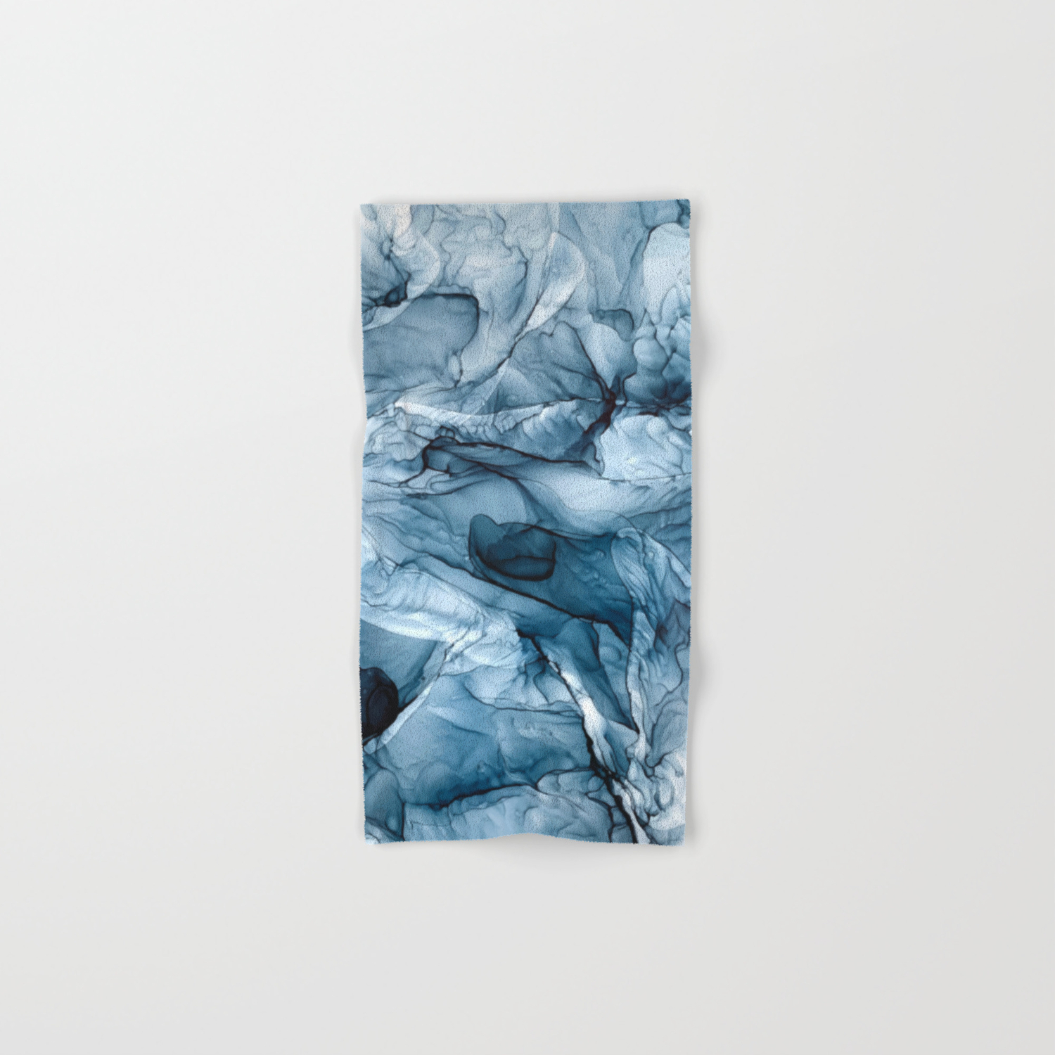 Churning Blue Ocean Waves Abstract Painting Hand Bath Towel By