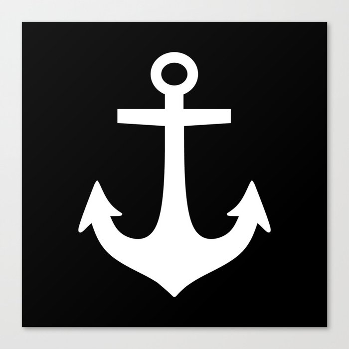 Anchor (White & Black) Canvas Print