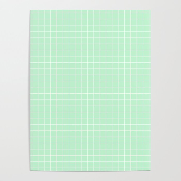 Mint Green with White Grid Poster