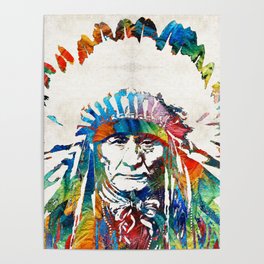 Native American Art - Chief - By Sharon Cummings Poster