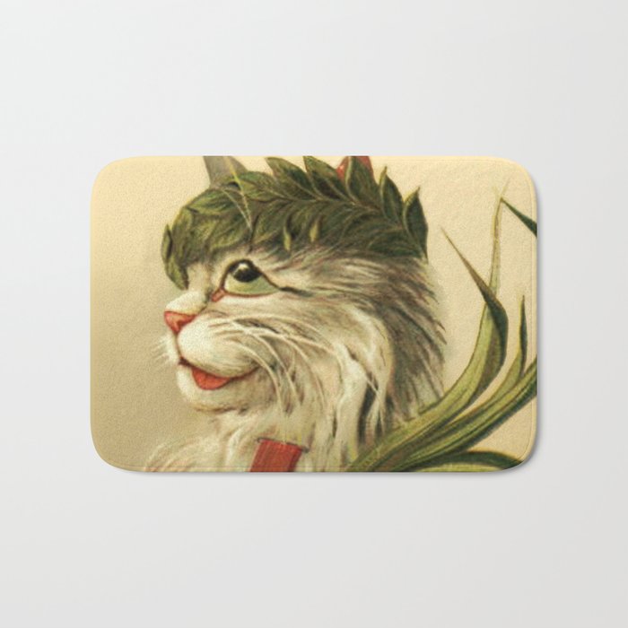 Cat with Laurel Wreath by Maurice Boulanger Bath Mat