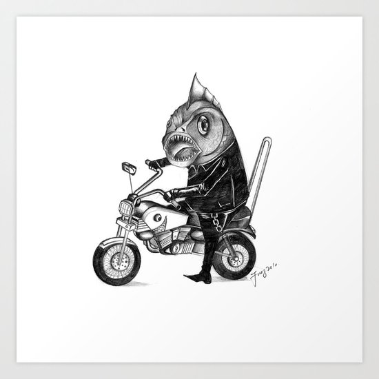 Fishy bike Art Print