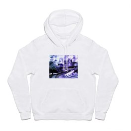 Watercolor painting of skyline of downtown Raleigh, NC at sunrise.  Watercolor painting Raleigh Hoody