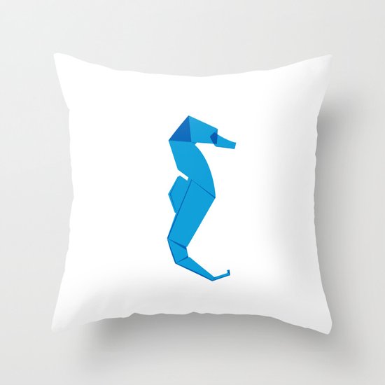 Origami Seahorse Throw Pillow