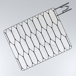 Long Honeycomb Minimalist Geometric Pattern in Black and White Picnic Blanket