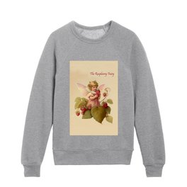 Victorian “Raspberry Fairy” in a Leafy Garden Kids Crewneck