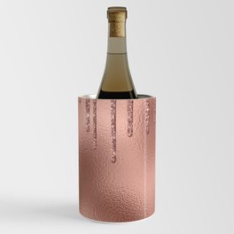 Rose Gold Glitter Drips Metallic Foil Wine Chiller