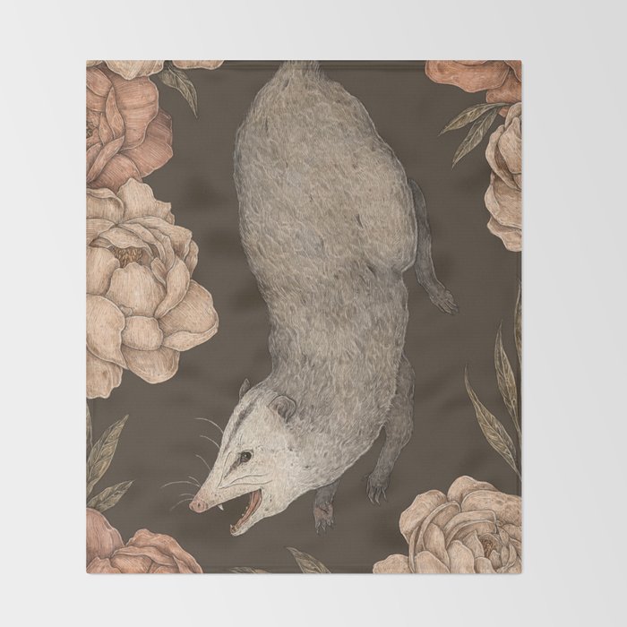 The Opossum and Peonies Decke