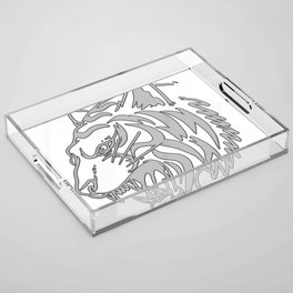 Tiger head illustration white  Acrylic Tray