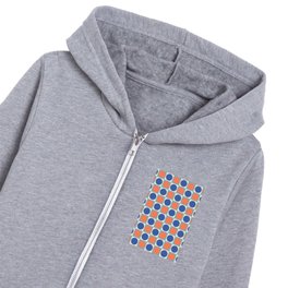 Checkerboard Circles in Blue and Orange Kids Zip Hoodie