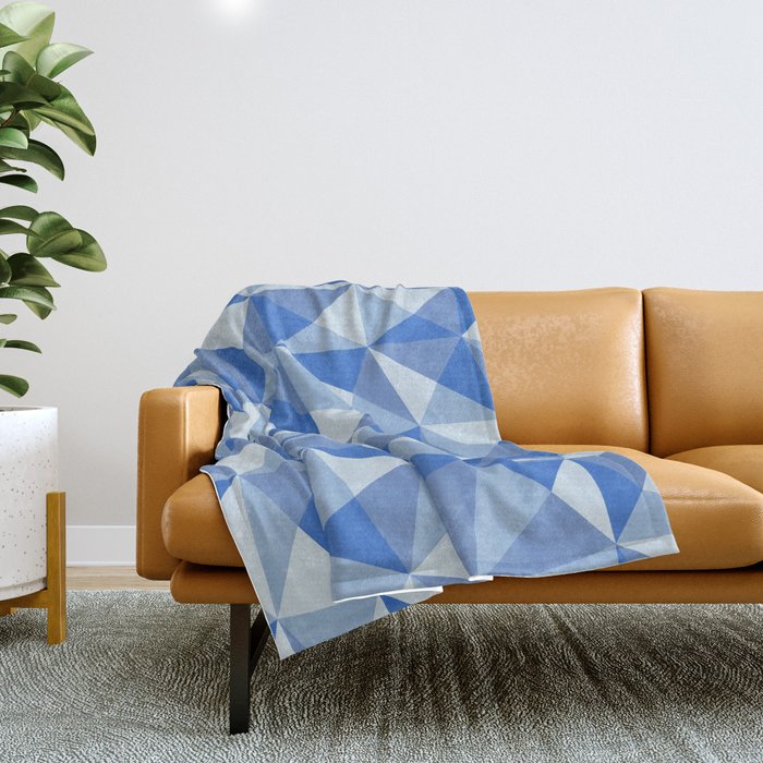 Blue Triangle Pattern Throw Blanket