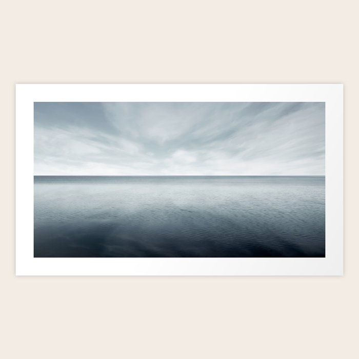 Beautiful dark sea level with fantasy blue sky Art Print by voyata