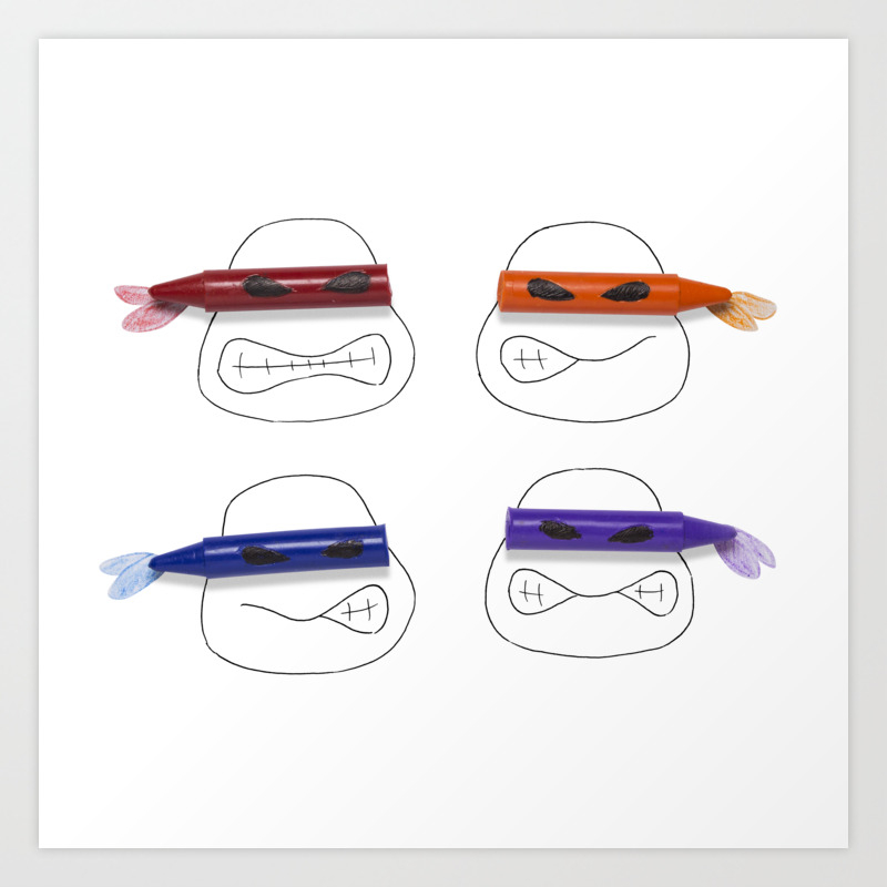 crayola ninja turles art print by cintascotch society6 society6