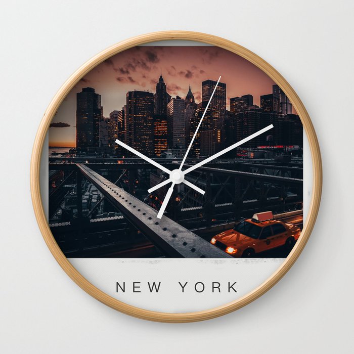 Brooklyn Bridge and Manhattan skyline in New York City Wall Clock